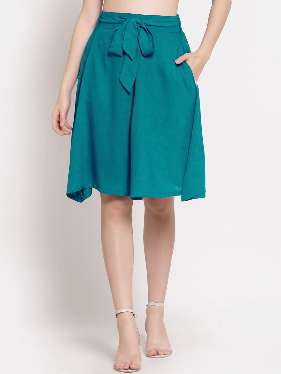 Sea-green A-line skirt