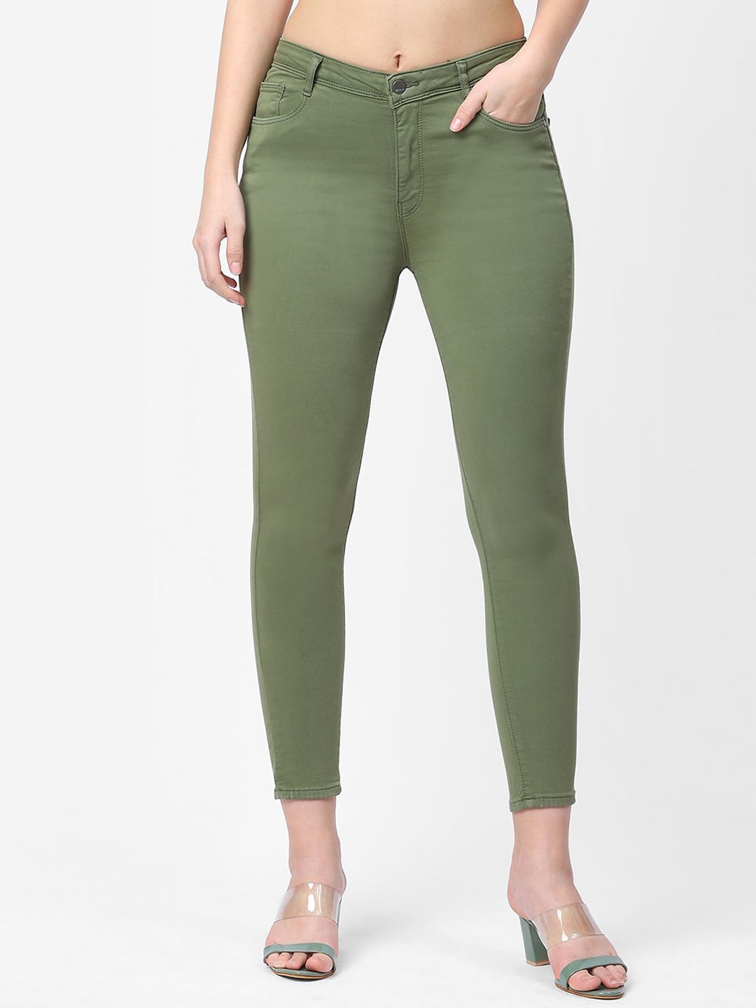 Olive jeans with product context attributes