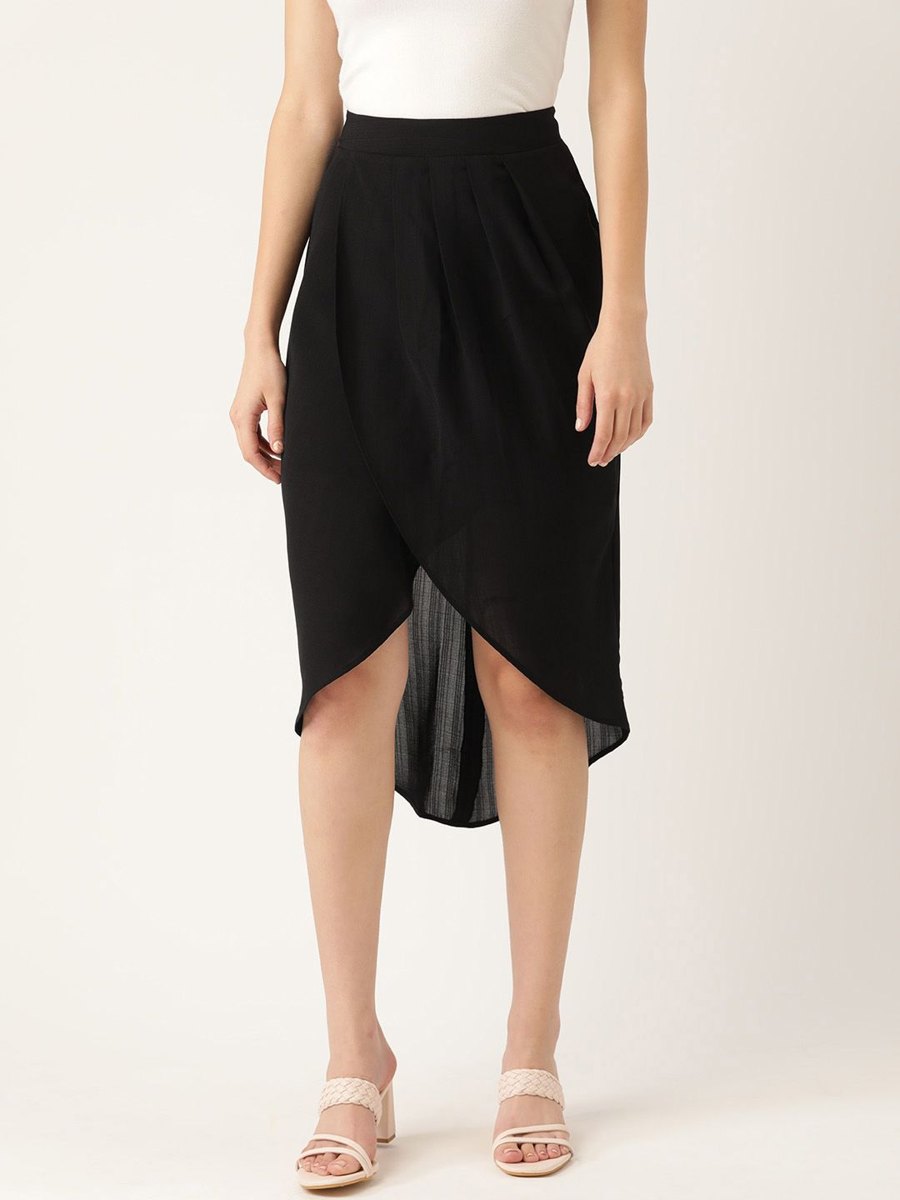 Black wrap midi skirt for the evening