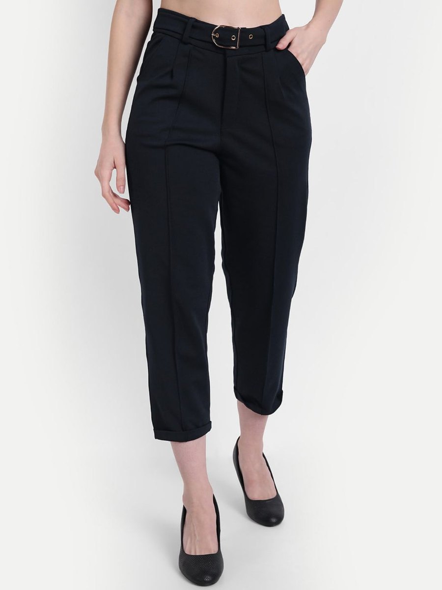 Navy relaxed trousers for work